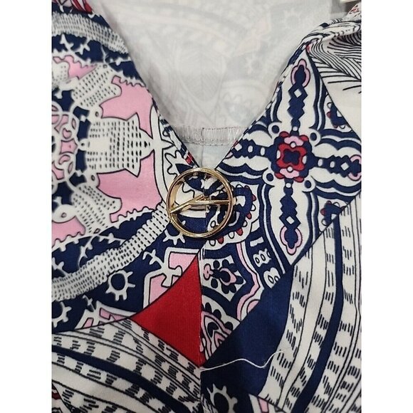 Sherosa Top 3/4 Sleeve Boho Multicolor Pleated NWT Women's Large - Picture 7 of 8